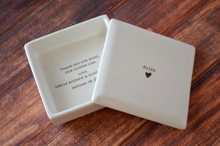 Unique Flower Girl Gift - Square Keepsake Box