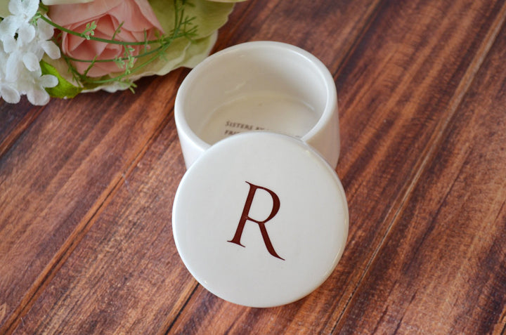 Unique Bridesmaid Gift or Sister in Law Gift  - Round Ceramic Keepsake Box