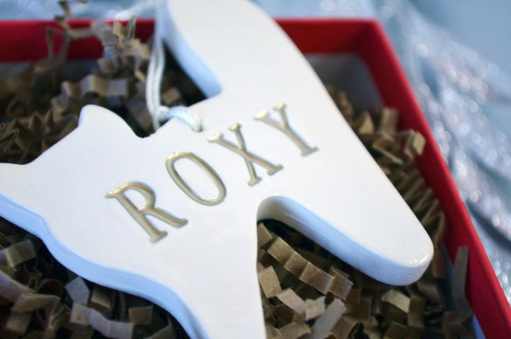 Personalized Cat Christmas Ornament with Name in Gold