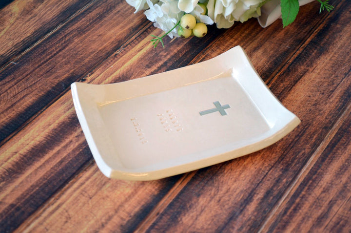 Baptism Gift - Personalized Miniature Platter - with Cross