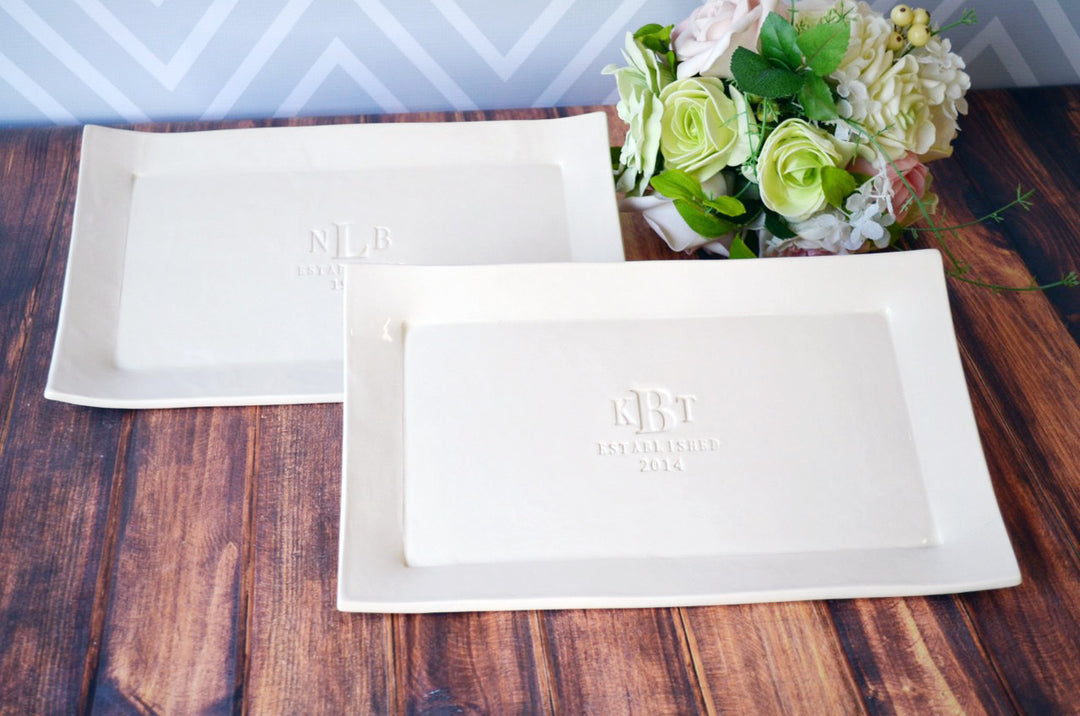 Set of Personalized Rectangular Platters - Unique Wedding Gift for Both Set of Parents