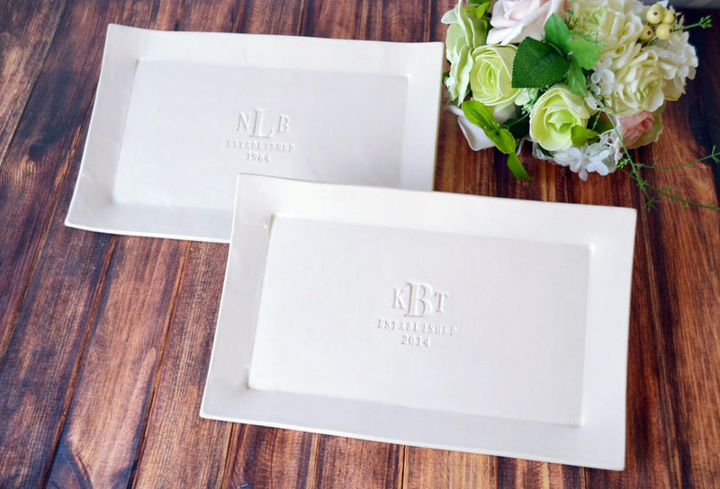 Set of Personalized Rectangular Platters - Unique Wedding Gift for Both Set of Parents