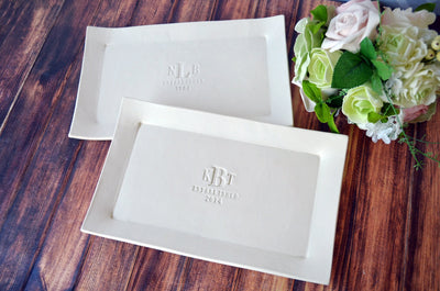 Set of Personalized Rectangular Platters - Unique Wedding Gift for Both Set of Parents