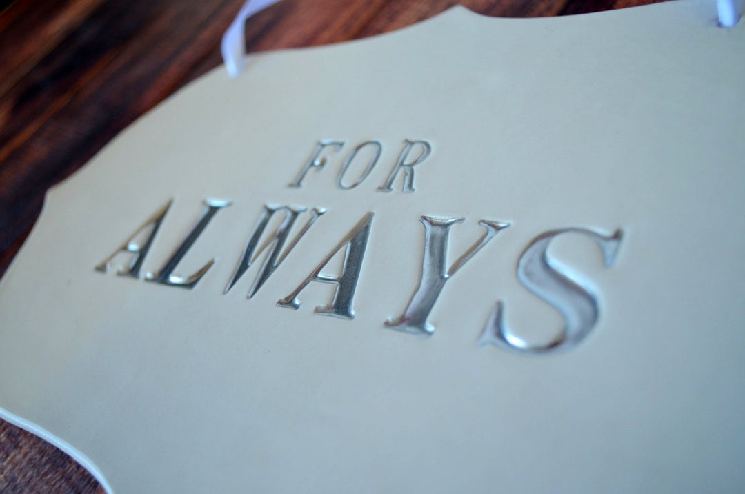 Large 'For Always And Forever' Wedding Sign Set to Hang on Chair and Use as Photo Prop - Available in silver, gold or black letters