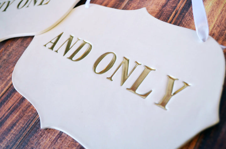 Large 'My One And Only' Wedding Sign Set to Hang on Chair and Use as Photo Prop - Available in silver, gold or black letters