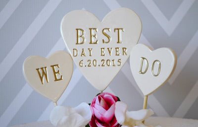PERSONALIZED Best Day Ever Heart Wedding Cake Topper
