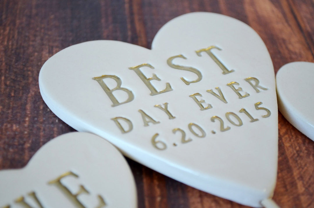 PERSONALIZED Best Day Ever Heart Wedding Cake Topper