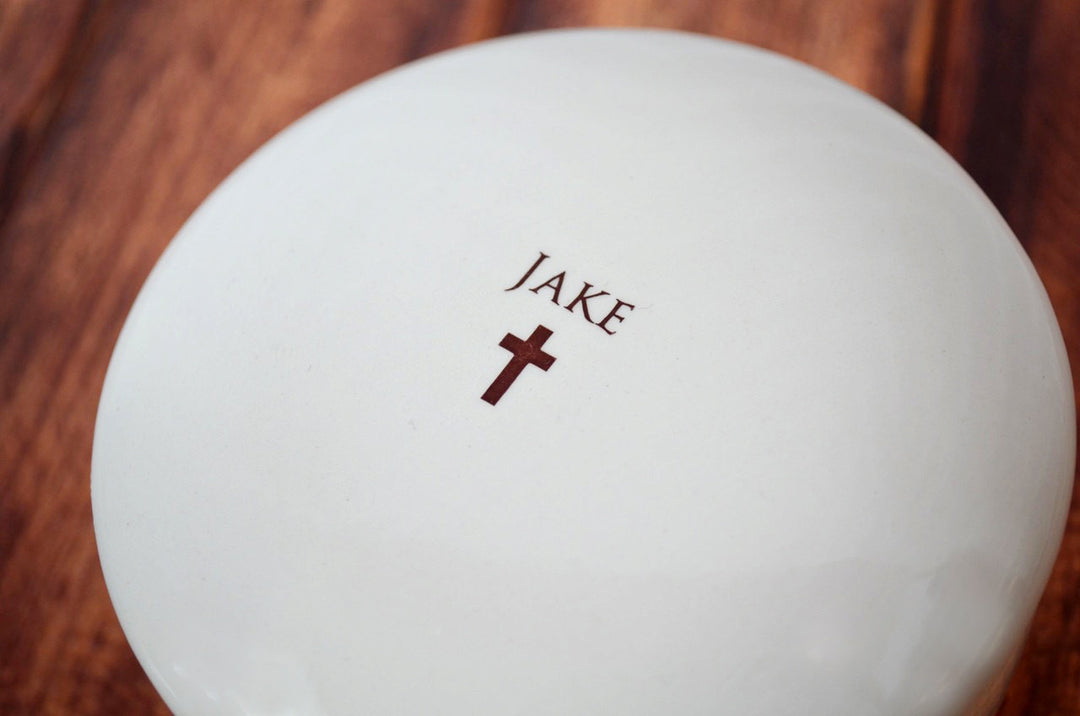 Personalized First Communion Gift | Baptism | Round | Keepsake Box | Cross