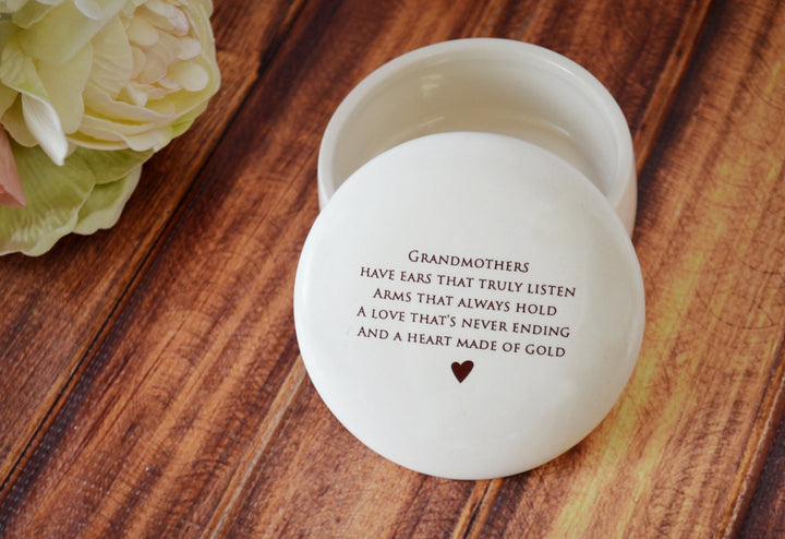 Unique Grandmother Gift - Round Keepsake Box  - Add Custom Text