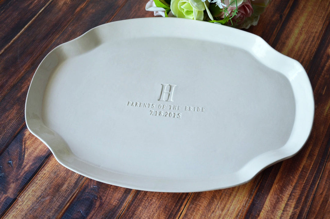 Serving Platter | Custom | Parent Wedding Gift | Personalized Text, Initial and Date