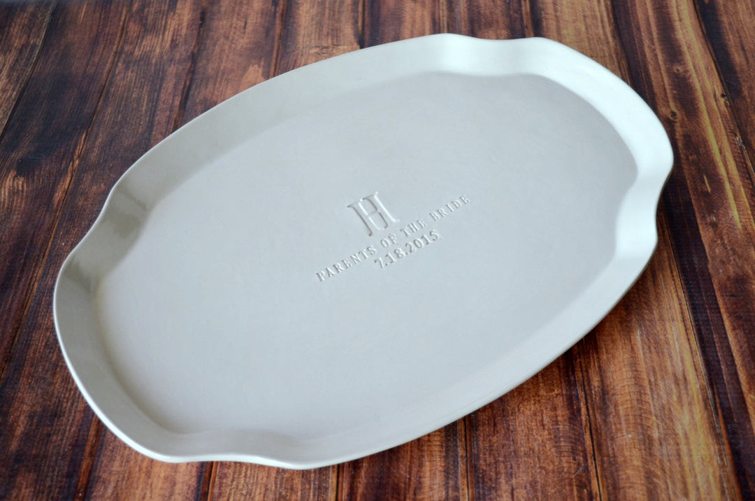 Serving Platter | Custom | Parent Wedding Gift | Personalized Text, Initial and Date