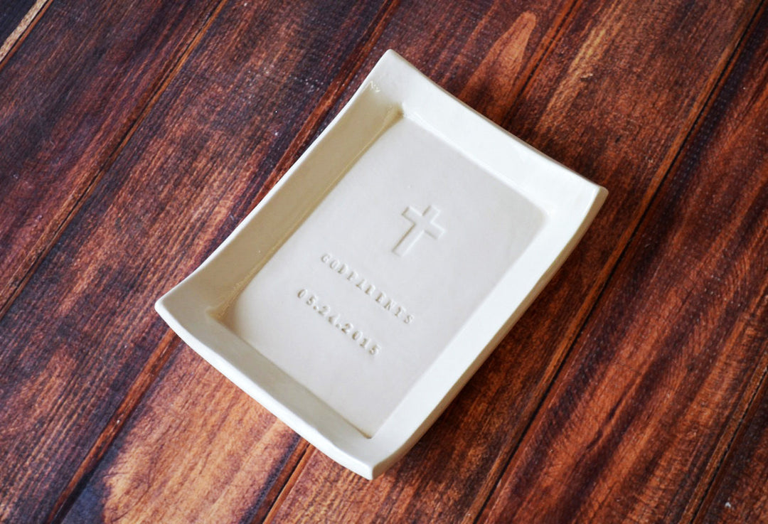 Godparent Gift - Personalized Miniature Platter - with Cross