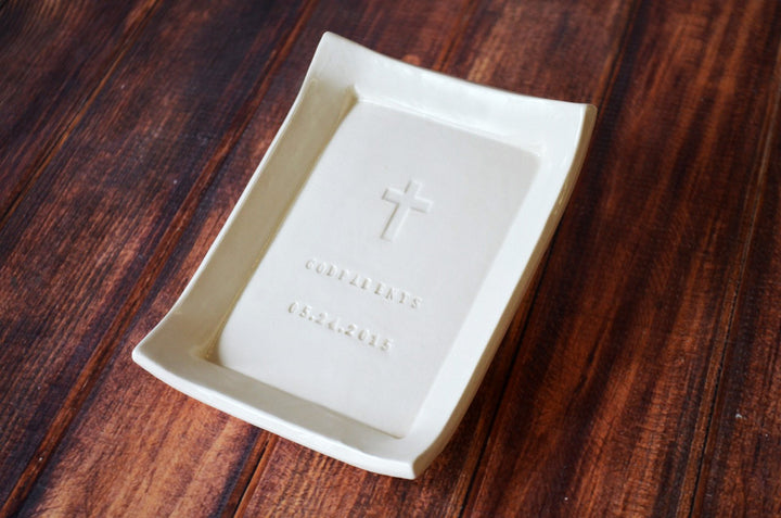Godparent Gift - Personalized Miniature Platter - with Cross