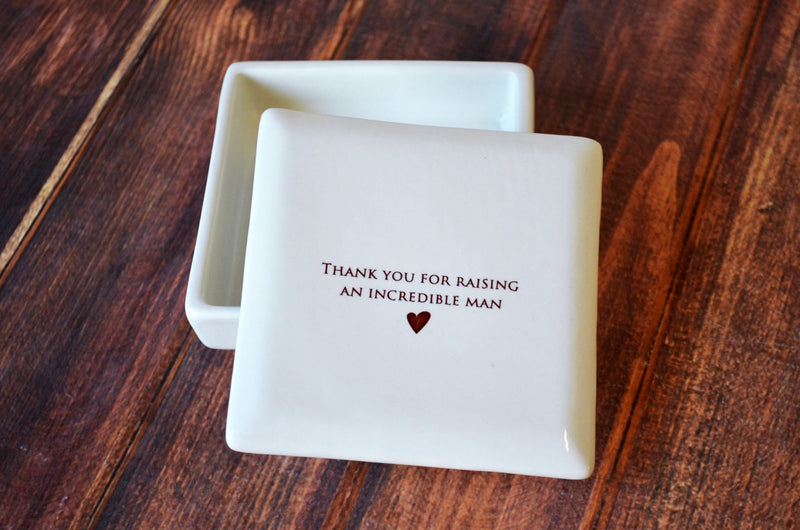 Unique Mother of the Groom Gift - Square Keepsake Box - Thank You for Raising an Incredible Man