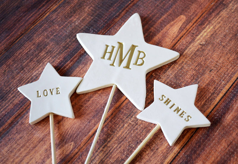 PERSONALIZED Love Shines - Star Wedding Cake Topper