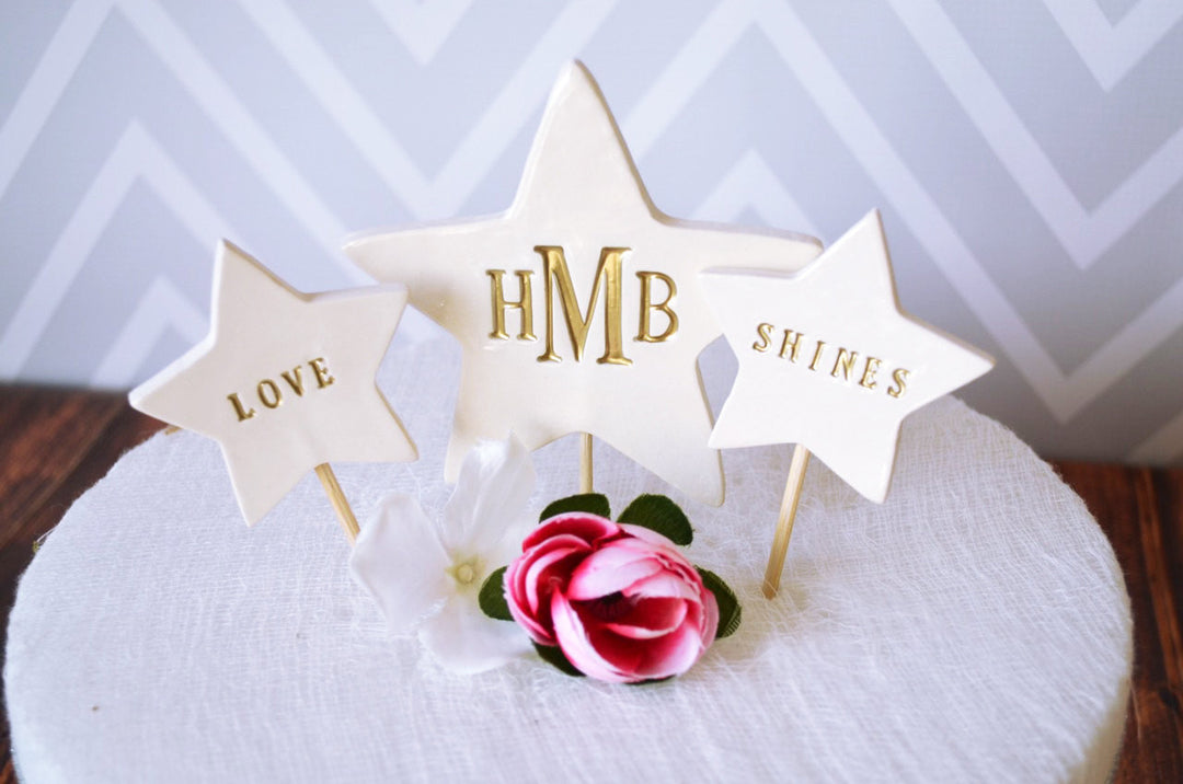 PERSONALIZED Love Shines - Star Wedding Cake Topper