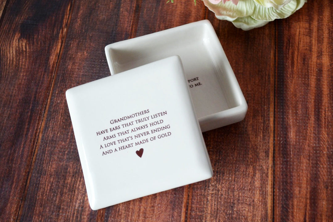 READY TO SHIP - Unique Grandmother Wedding Gift or Birthday Gift -  Square Keepsake Box