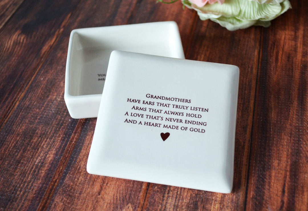 READY TO SHIP - Unique Grandmother Wedding Gift or Birthday Gift -  Square Keepsake Box