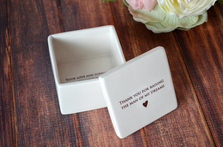 Mother of the Groom Gift or Birthday Gift - ADD CUSTOM TEXT - Deep Square Keepsake Box - Thank you for raising the man of my dreams