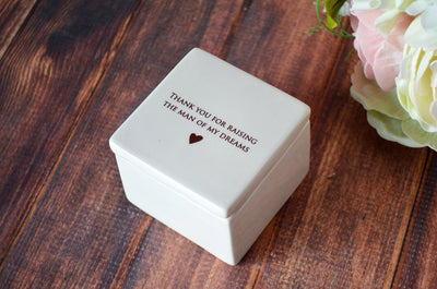 Mother of the Groom Gift or Birthday Gift - ADD CUSTOM TEXT - Deep Square Keepsake Box - Thank you for raising the man of my dreams