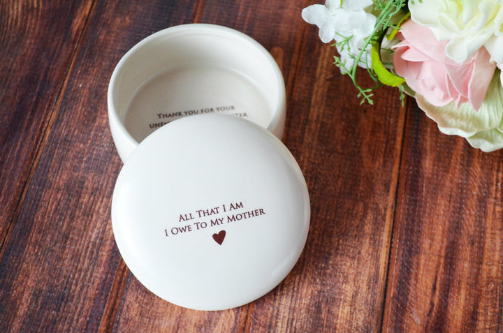 READY TO SHIP - Unique Mother of the Bride Gift or Mom Birthday Gift - Keepsake Box - All That I Am I Owe To My Mother