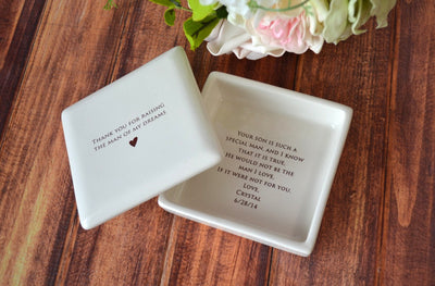 Mother of the Groom Gift - Square Keepsake Box with Personalized Necklace - Thank You For Raising the Man of My Dreams