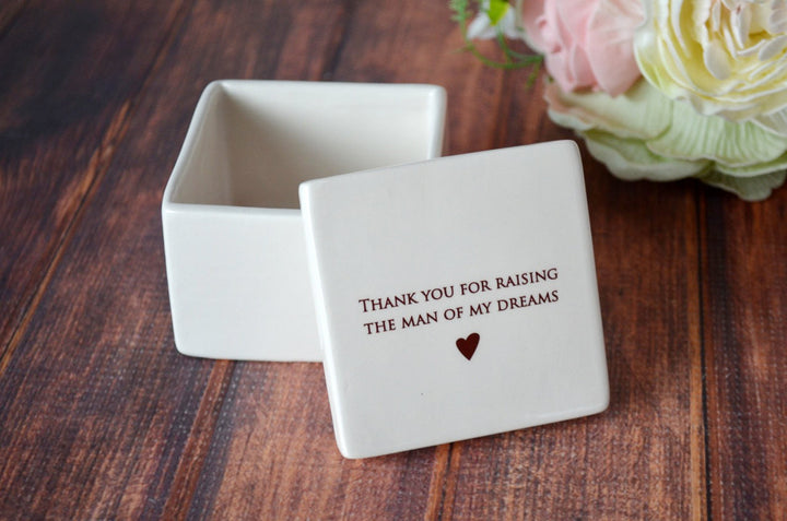 Mother of the Groom Gift or Birthday Gift - ADD CUSTOM TEXT - Deep Square Keepsake Box - Thank you for raising the man of my dreams