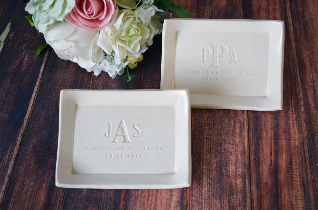 Set of 2 - Personalized Small Platter or Tray, Mother of the Bride & Groom