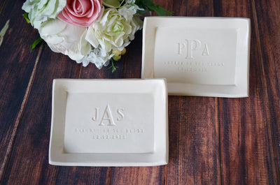 Set of 2 - Personalized Small Platter or Tray, Mother of the Bride & Groom
