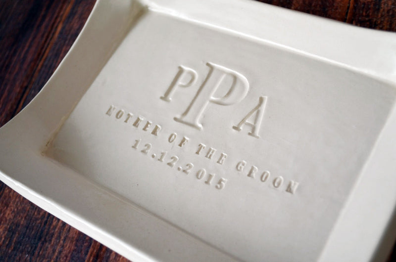 Set of 2 - Personalized Small Platter or Tray, Mother of the Bride & Groom