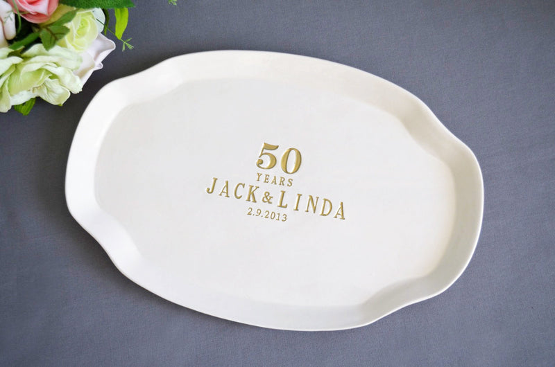50th Anniversary Gift or Signature Guestbook Platter - Personalized with Names and Date