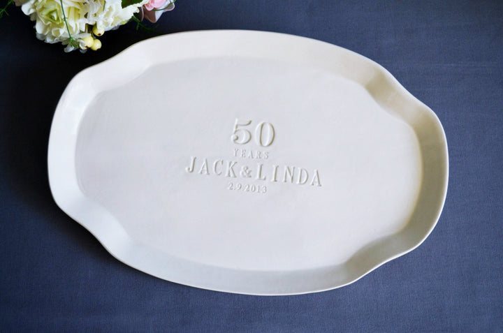 50th Anniversary Gift or Signature Guestbook Platter - Personalized with Names and Date