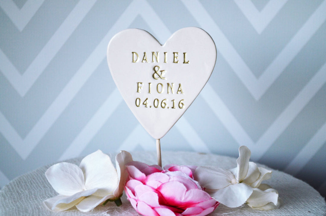 PERSONALIZED Heart Wedding Cake Topper with First Names and Wedding Date