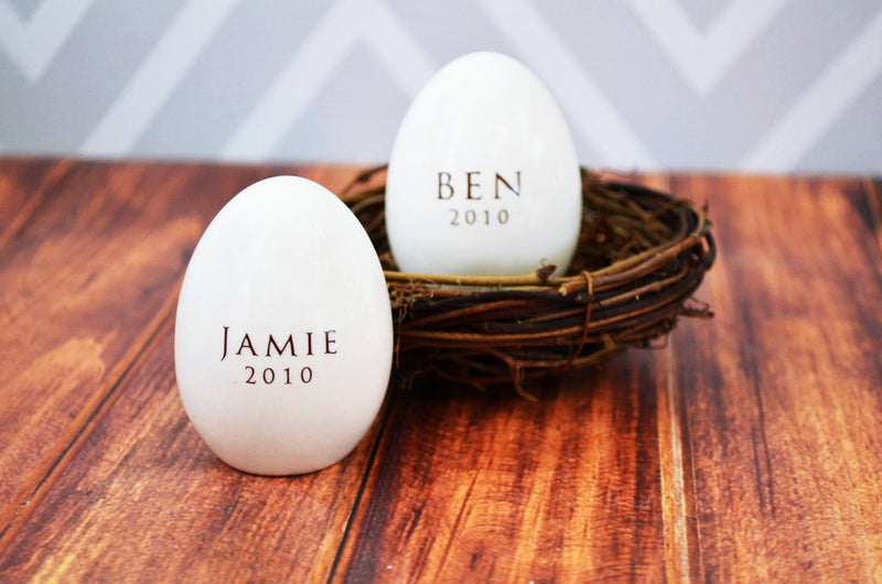 Set of 2 - Personalized Ceramic Easter Egg - Unique Easter Gift Idea