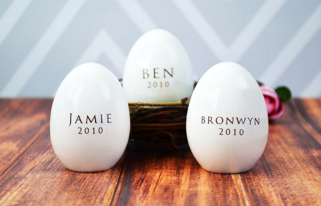 Set of 3 - Personalized Ceramic Easter Eggs - Unique Easter Gift Idea