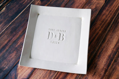 Personalized Square Platter - Love Always with Initials and Date