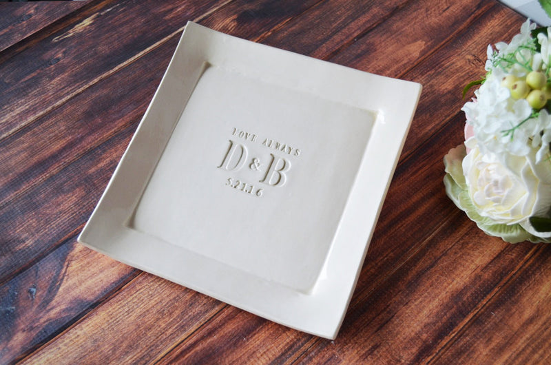 Personalized Square Platter - Love Always with Initials and Date