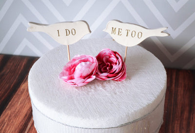 I Do Me Too Birds - Wedding Cake Toppers - READY TO SHIP - Small Size