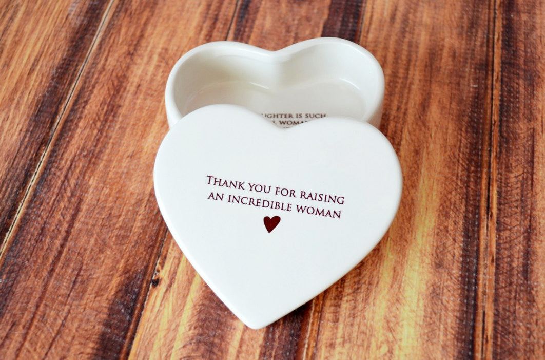 Thank You for Raising an Incredible Woman - Mother-in-law Gift - Heart Keepsake Box - ADD CUSTOM TEXT