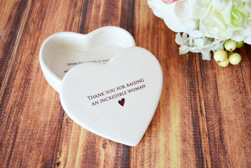 Thank You for Raising an Incredible Woman - Mother-in-law Gift - Heart Keepsake Box - ADD CUSTOM TEXT