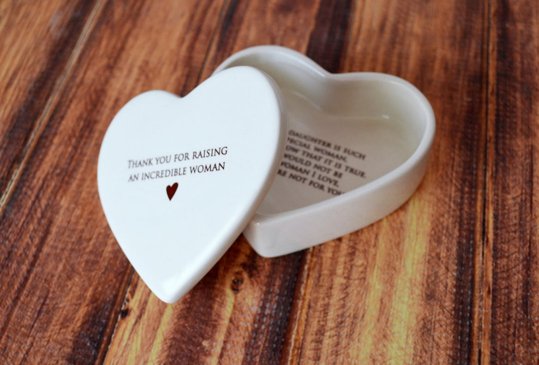 Thank You for Raising an Incredible Woman - Mother-in-law Gift - Heart Keepsake Box - ADD CUSTOM TEXT