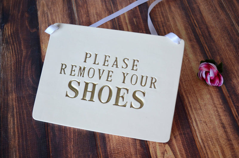 Please Remove Your Shoes Sign - READY TO SHIP - Handmade Ceramic Sign, Available in Different Colors
