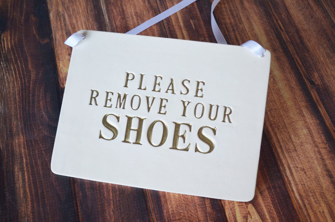 Please Remove Your Shoes Sign - READY TO SHIP - Handmade Ceramic Sign, Available in Different Colors