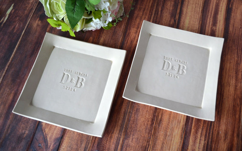 Set of Personalized Platters - Love Always with Initials and Date - Mother of the Bride Gift and Mother of the Groom Wedding Gift