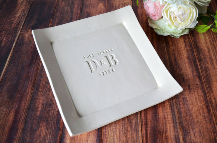 Personalized Square Platter - Love Always with Initials and Date