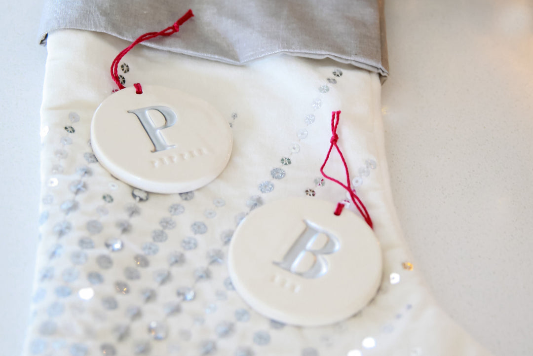 Personalized Christmas Ornament with Initial and Name, Available in Different Letter Colors