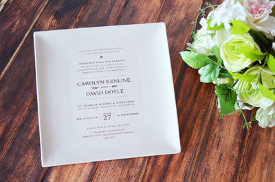 Personalized Plate with Wedding Invitation - Wedding Gift, Wedding Memento