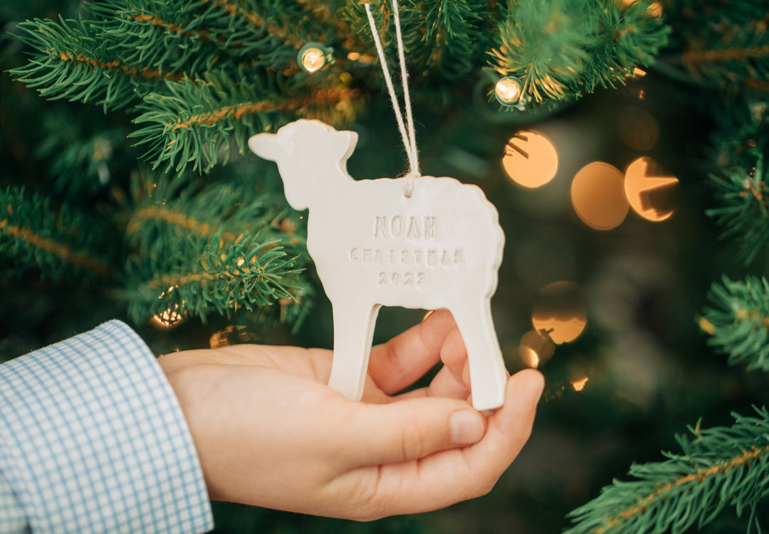 Lamb Christmas Ornament, Personalized Baby's First Christmas 2024