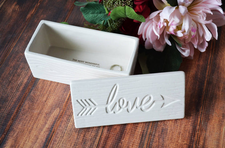 Love Box - Ceramic Wood Grain Keepsake Box - READY TO SHIP