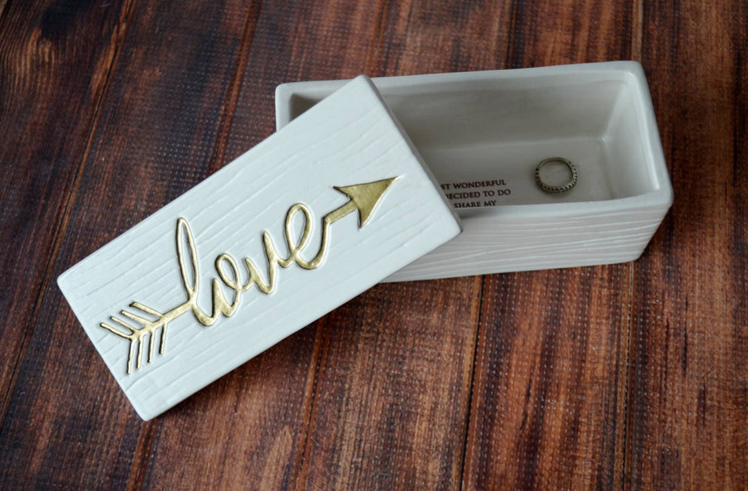 Love Box - Ceramic Wood Grain Keepsake Box - READY TO SHIP